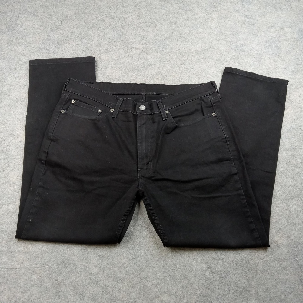 Levis 514 Jeans Mens 36x30 Black Denim Straight Leg 5 Pocket Zip Fly Red Tab